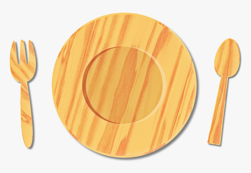 Cubertería, Tenedor, Cuchara, Plato, Madera - Wood, HD Png Download