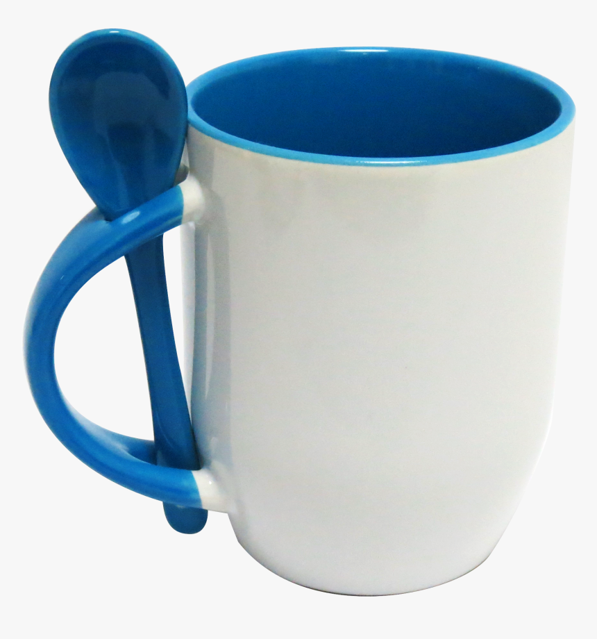 Taza Con Cuchara Celeste, HD Png Download