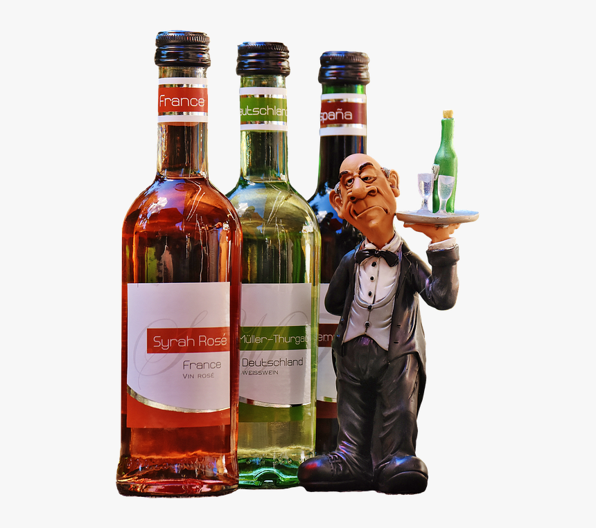 Botellas De Vino, Transparente De La Exención, Camarero - Wine Bottles Png, Png Download