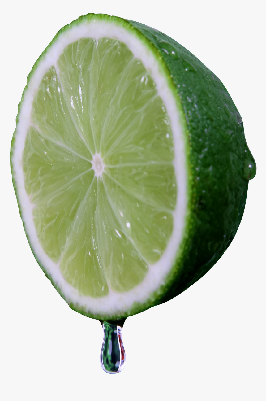 Half Green Juicy Lemon Png Image - Water Droplet, Transparent Png