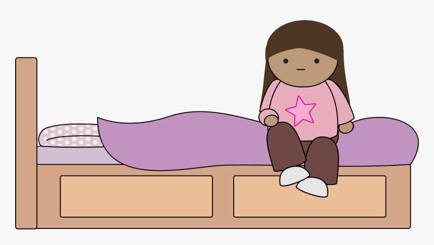 Transparent Sleeping Clipart - Girl Sitting On Bed Clipart, HD Png Download