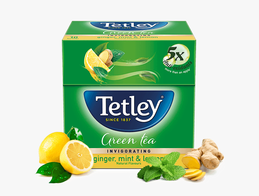 Ginger Lemon Mint 10s - Tetley Green Tea Mint, HD Png Download