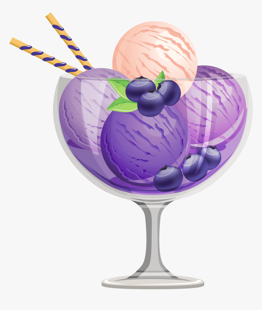 Blueberry Ice Cream - Purple Ice Cream Sundae, HD Png Download