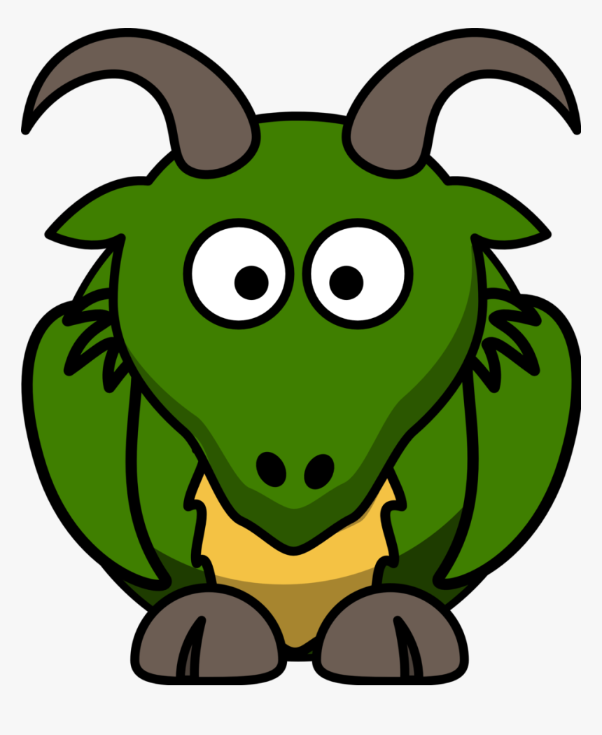 Chamois, Animal, Cute, Goat, Mammal, Green, Horn, Eyes - Cartoon Dragon Clip Art, HD Png Download