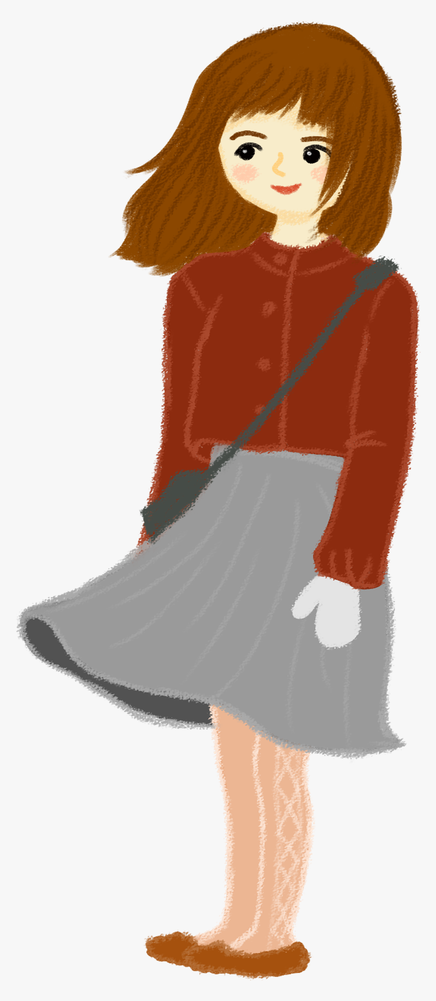 Charakter Hand Gezeichnet Mädchen Winter Png Und Psd - Clipart Mädchen, Transparent Png