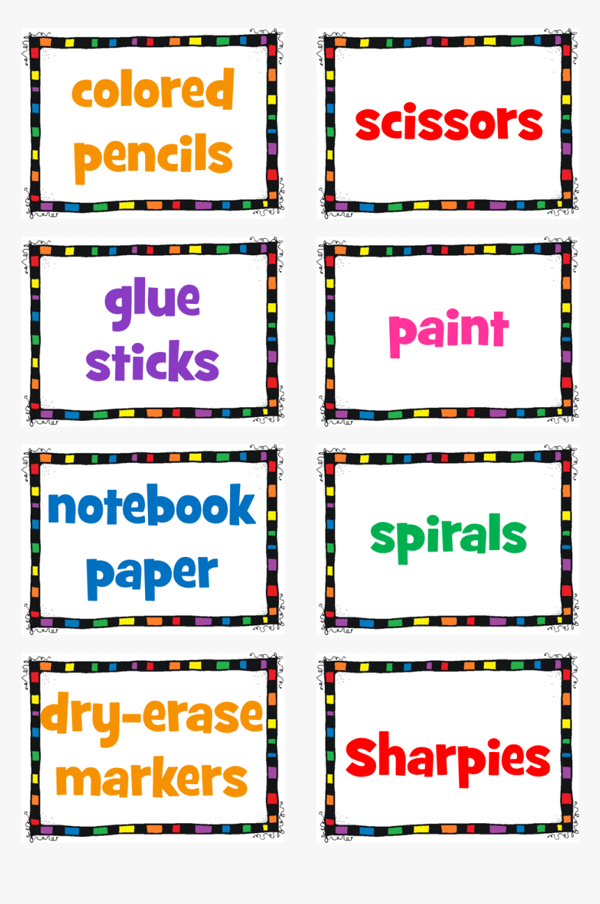 School Supplies Labels Photos - Electric Blue, HD Png Download