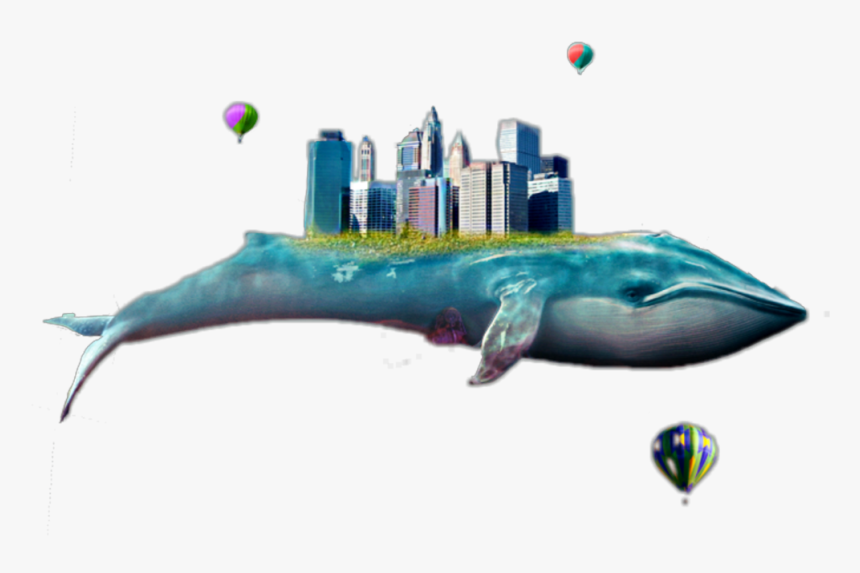 #whale #city #floating #freetoedit - Blue Whale, HD Png Download
