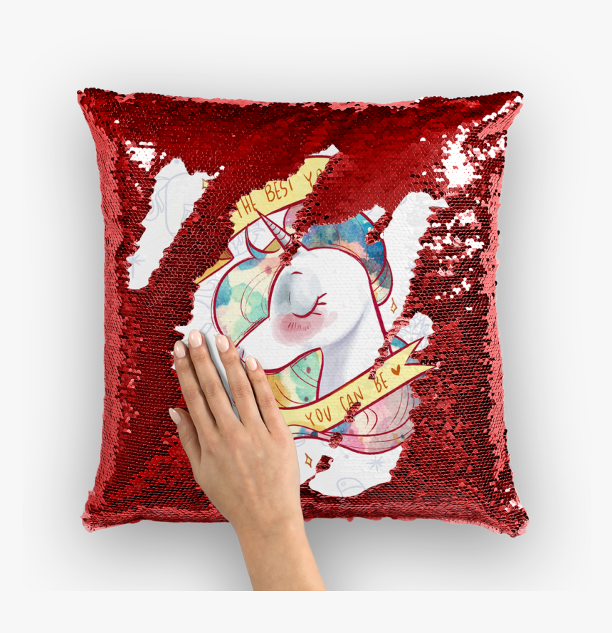 Watercolor Unicorn With Pattern ﻿sequin Cushion Cover - Cushion, HD Png Download