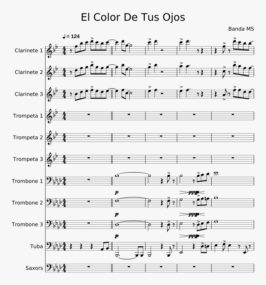 El Color De Tus Ojos Notas Trompeta, HD Png Download