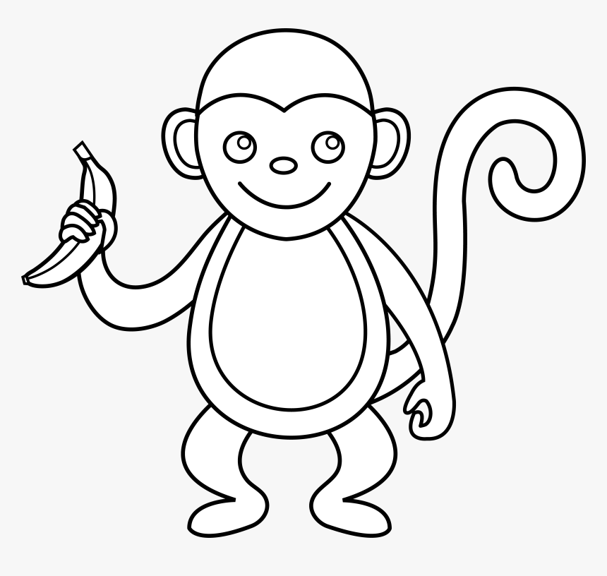 Cute Monkey Line Art - Monkey Art, HD Png Download , Transparent Png