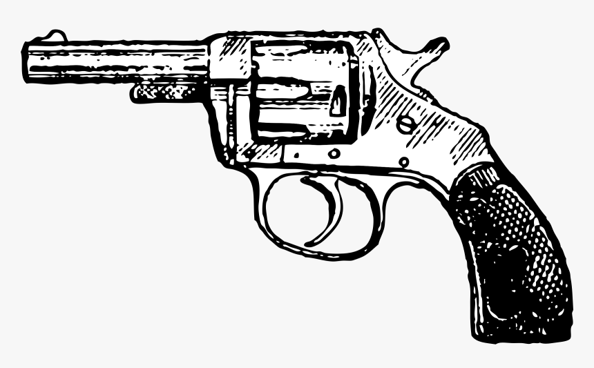 Clip Art Revolver Firearm Vector Graphics Pistol - Gun Clipart Black And White, HD Png Download