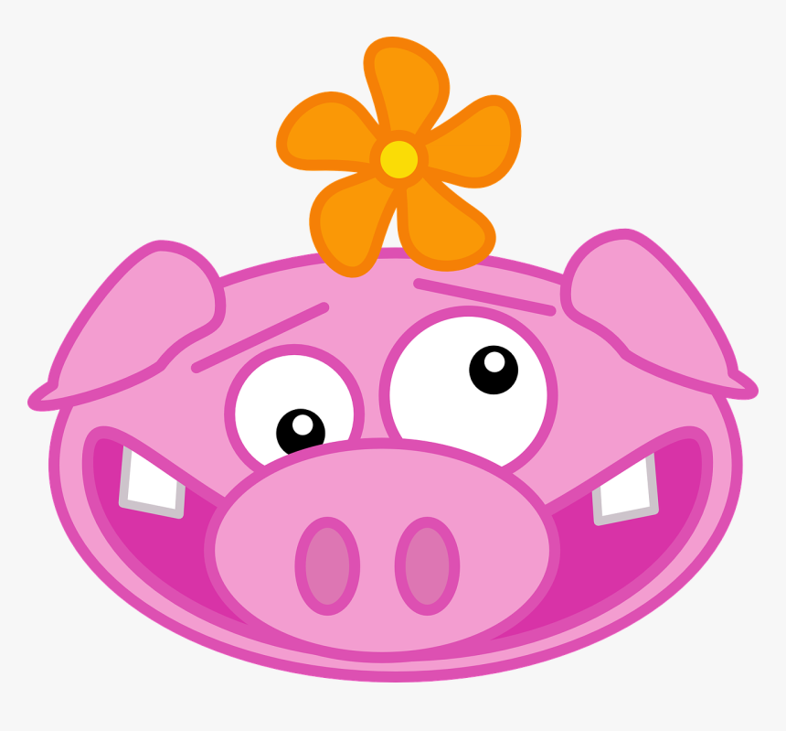 Pig Animal Mammal Flower Pork Png Image - Crazy Pig Clipart, Transparent Png