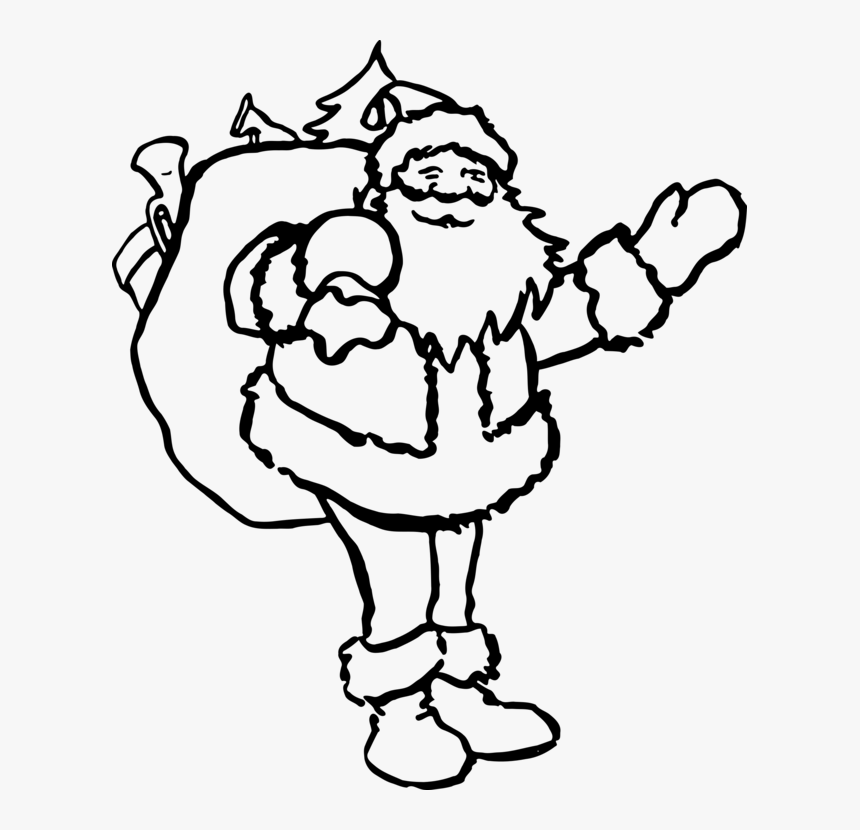 Christmas Santa Clipart Black And White, HD Png Download