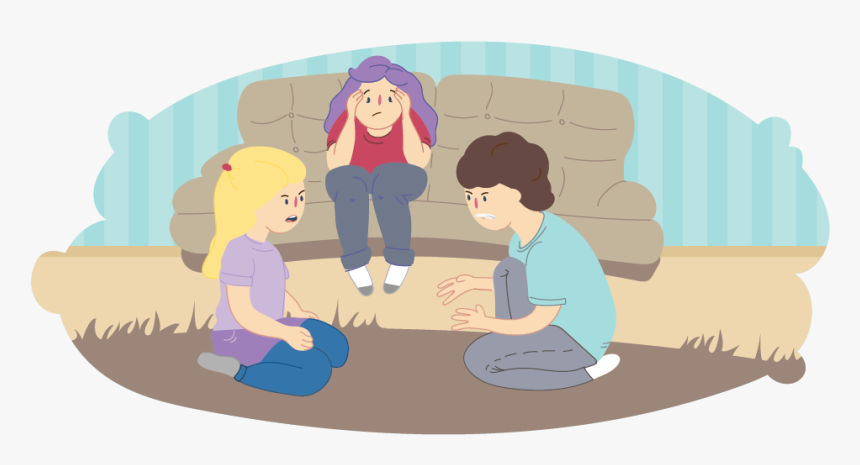 Girl And Boy Arguing On Carpet While Overwhelmed Mother - Conflict In Story Kids, HD Png Download