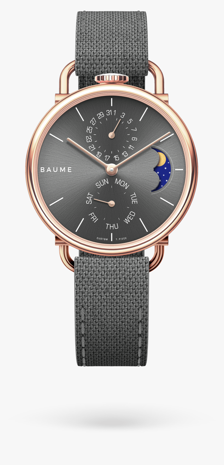 35mm Moonphase Unisex Custom Watch Miyota Golden Case - Custom Timepiece De Baume, HD Png Download