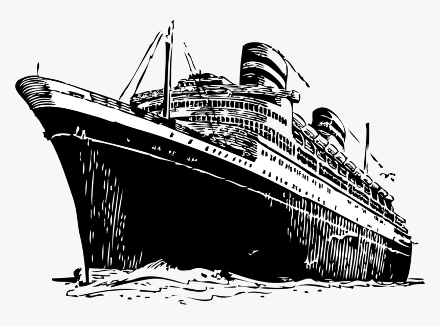 Ocean Liner,watercraft,motor Ship - Ship Clipart Black And White, HD Png Download