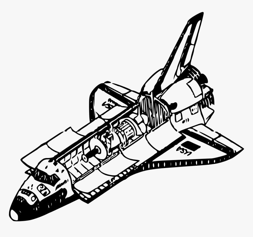 Drawing Spaceships Space Shuttle Clip Art Transparent - Space Shuttle Silhouette Free, HD Png Download