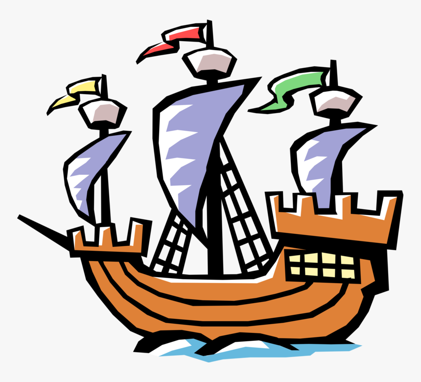 Vector Black And White Stock Ship Of Discovery Vector - Christopher Columbus Ships Clipart, HD Png Download
