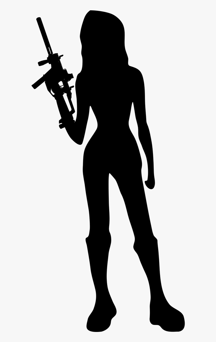 Girl Silhouette Png Gun, Transparent Png