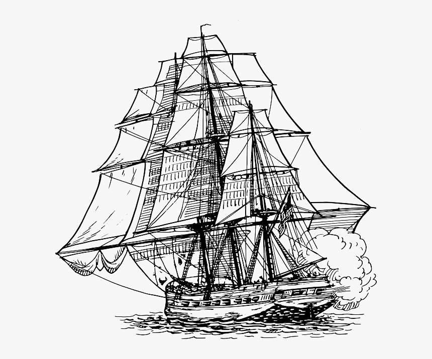 Old Ship Drawing Png, Transparent Png