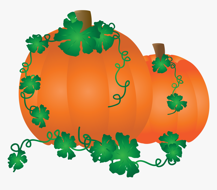 Drawing Of Orange Pumpkin With Green Leaves , Png Download - Calabaza Con Hojas Png, Transparent Png