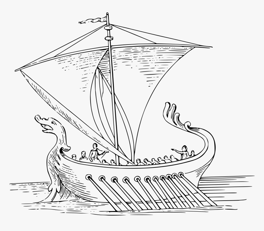 Sailing Ship Clipart Pizza - Easy Roman Ship Drawing, HD Png Download