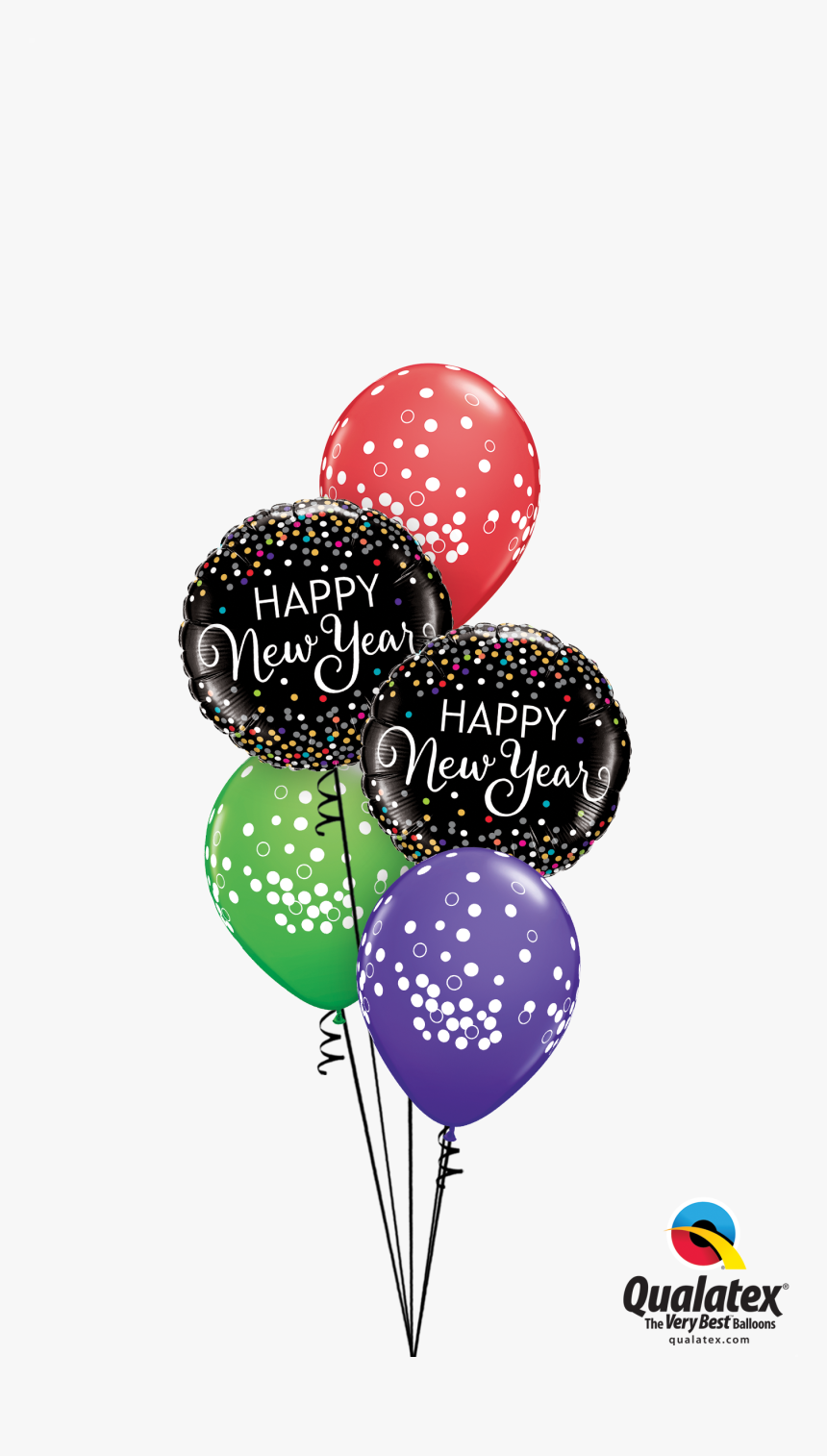 New Year Confetti Coloured New Years Balloon Bouquet - Confetti Happy Birthday Transparent Balloons, HD Png Download