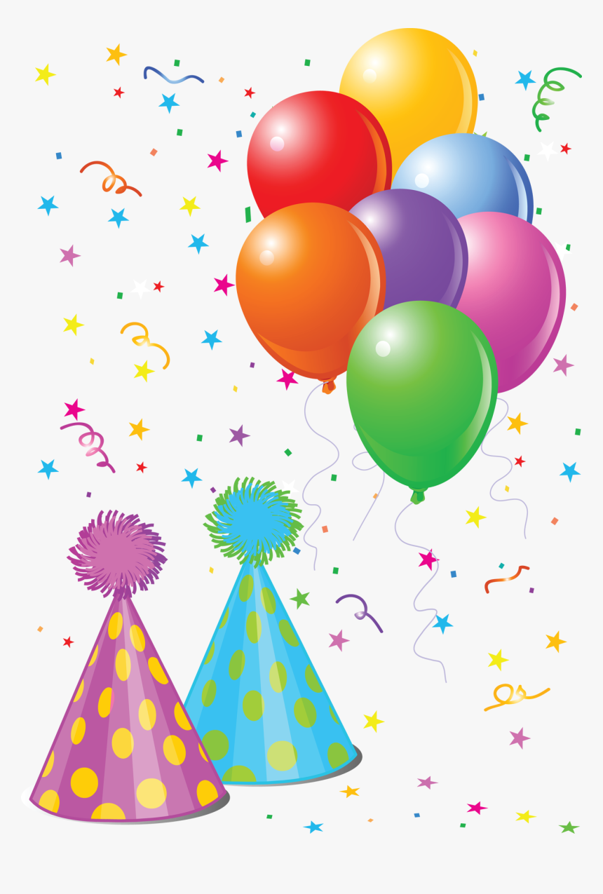Transparent Party Hat Clipart Png - Party Hat And Confetti, Png Download