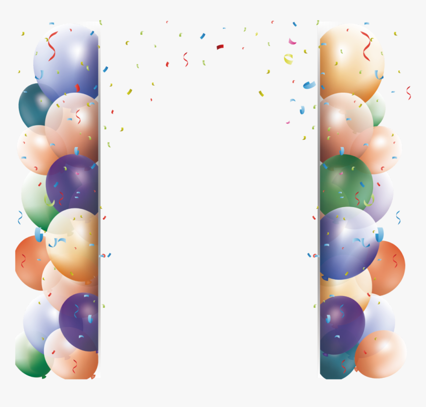 #ftestickers #confetti #balloons #frame #borders #colorful - Birthday Balloon Vector, HD Png Download
