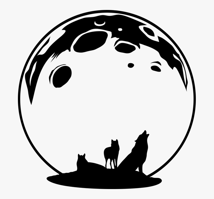 Wolves, Howl, Moon, The Fullness Of, Super Moon - Vector Moon Silhouette Png, Transparent Png