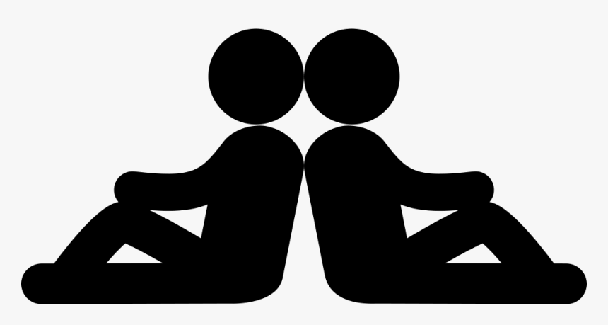 Two Persons Sitting Back With Back In Symmetrical Posture - Back To Back Clip Art, HD Png Download