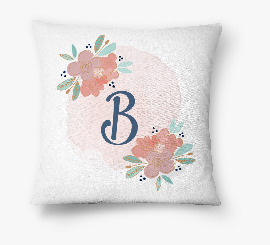 Almofada Monograma Floral B • Aquarela De Hang A Printna - Cushion, HD Png Download