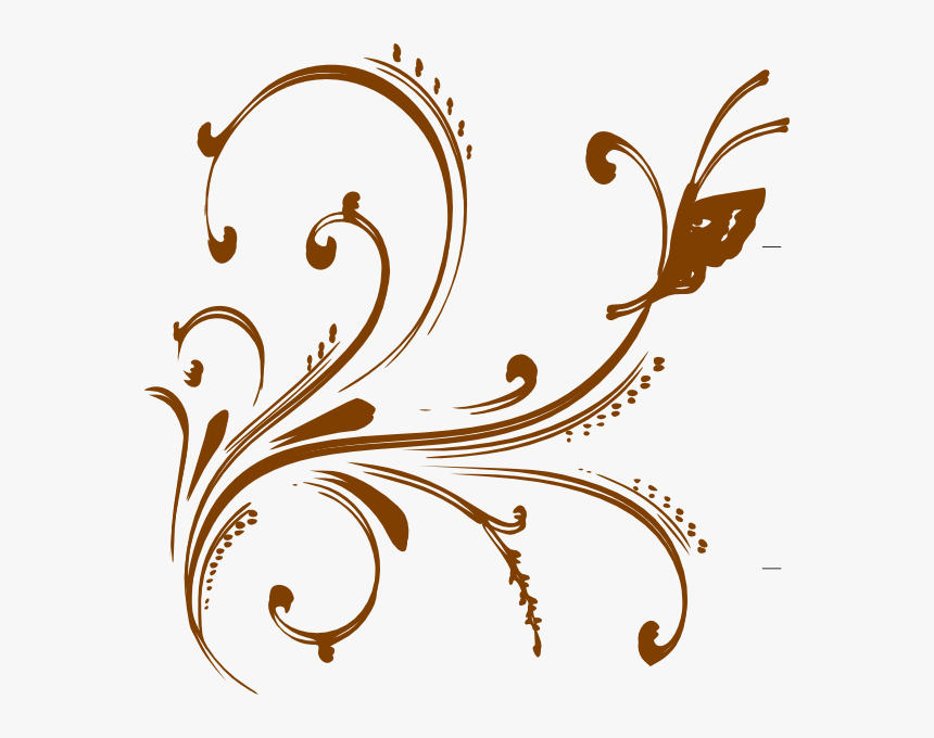 Gold Floral Design With Butterfly Clip Art At Clker - White Floral Designs Png, Transparent Png