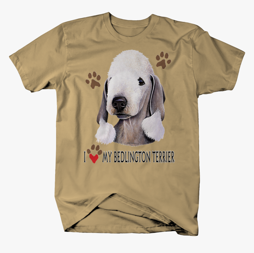 I Love My Bedlington Terrier Dog With Paw Prints Custom - T-shirt, HD Png Download