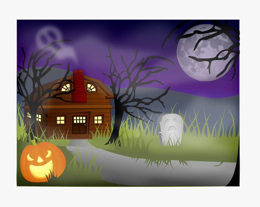 Haunted House, Landscape, Spooky, Halloween, Creepy - Haunted House Scene Clipart, HD Png Download