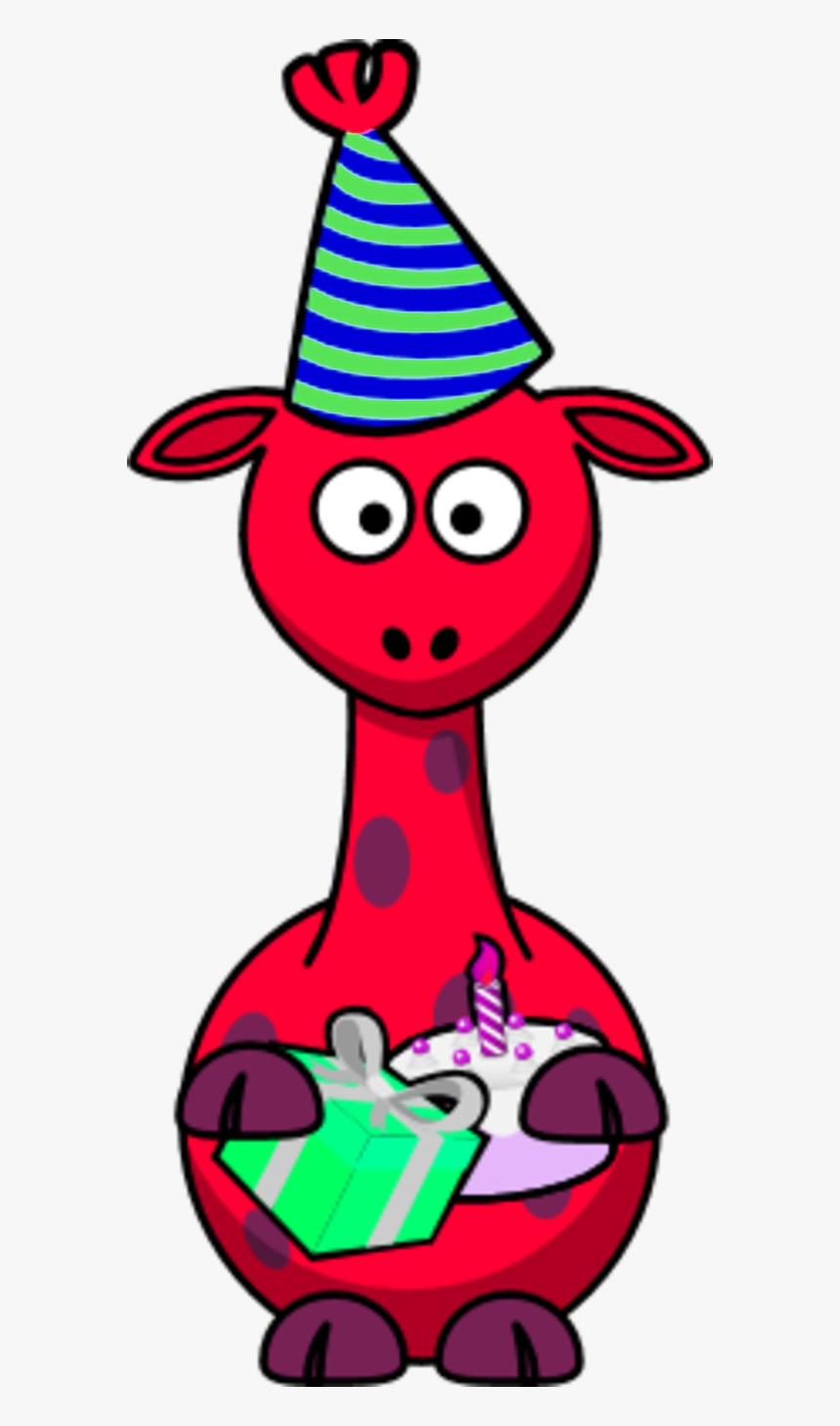 Giraffe Wearing Cone Hat Vector Clip Art Clipart - Red Giraffe Clipart, HD Png Download