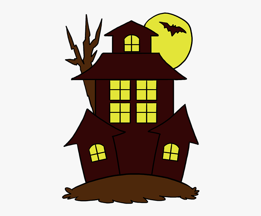 How To Draw Haunted House - Haunted House Drawing Easy, HD Png Download