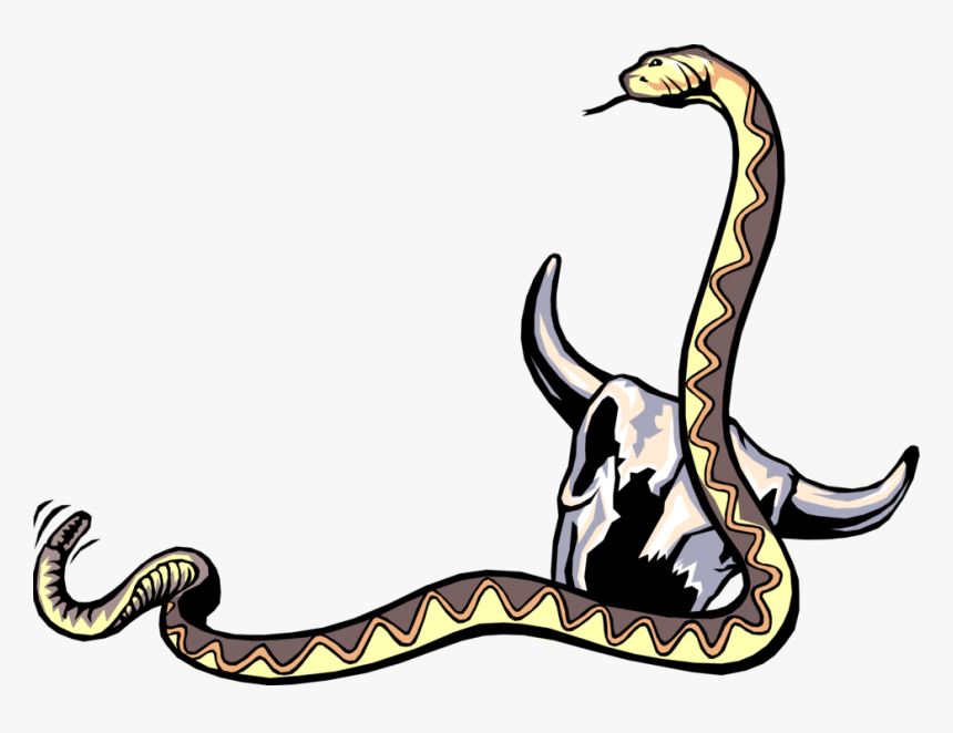 Vector Illustration Of Reptile Rattle Snake With Cattle - Rattlesnake, HD Png Download
