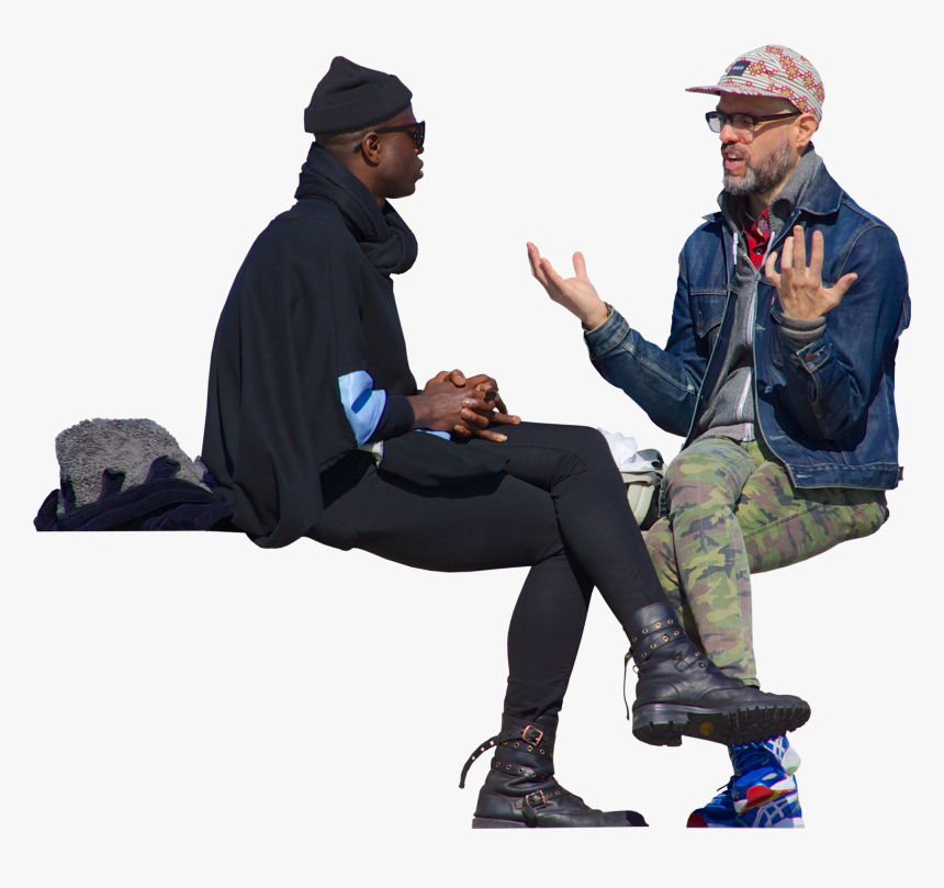 Grupos Pareja Hipster Sentado Sentada Hombre Negro - Two Men Talking Png, Transparent Png