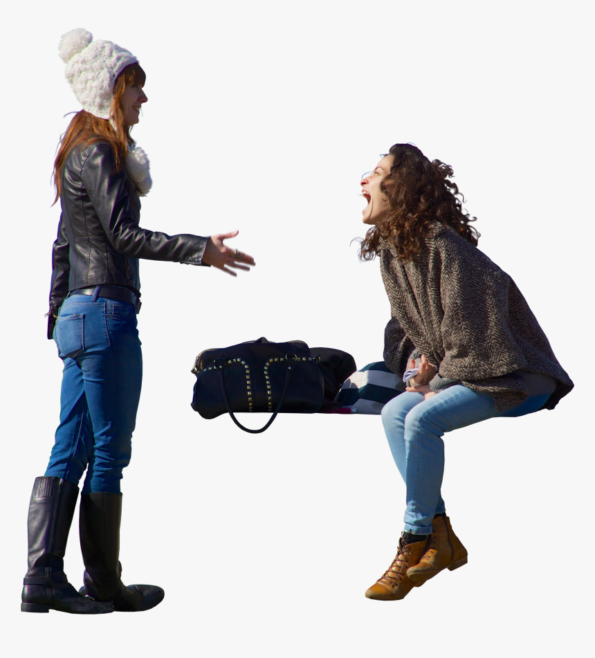 Invierno Grupos Pareja Mujeres Sentada - Person Sitting Winter Png, Transparent Png