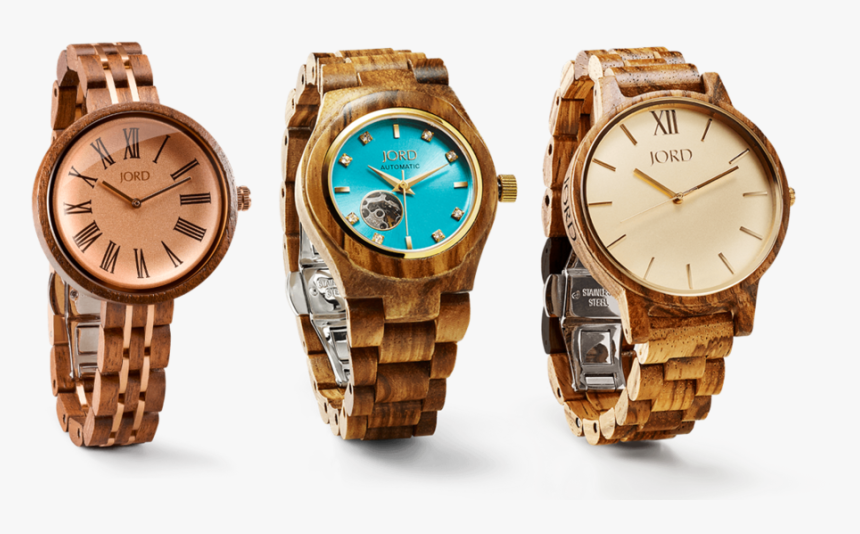 1) Cassia In Walnut And Vintage Rose 2) Cora In Zebrawood - Jord Wood Watches, HD Png Download