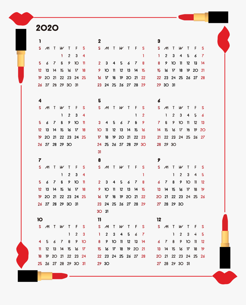 Calendar 2020 Download Free Png - Calendar 2020 Free Printable, Transparent Png