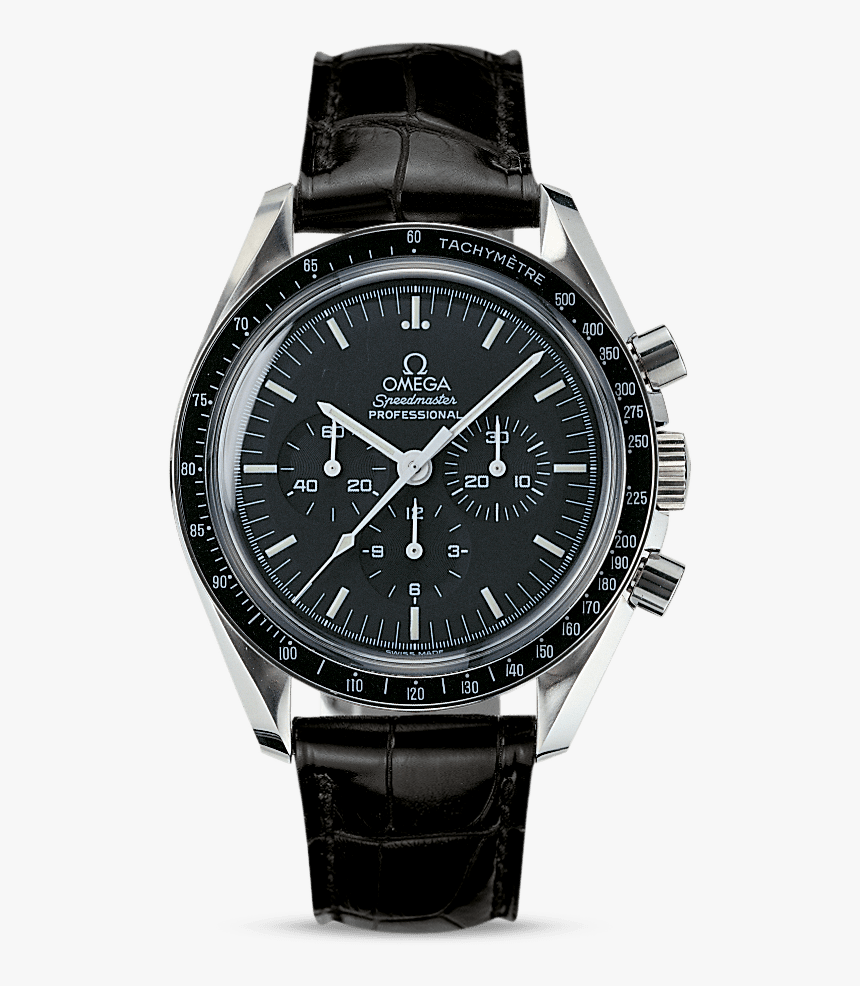 Omega Speedmaster Moonwatch 42 Negra Piel - Omega Seamaster Black Ceramic, HD Png Download