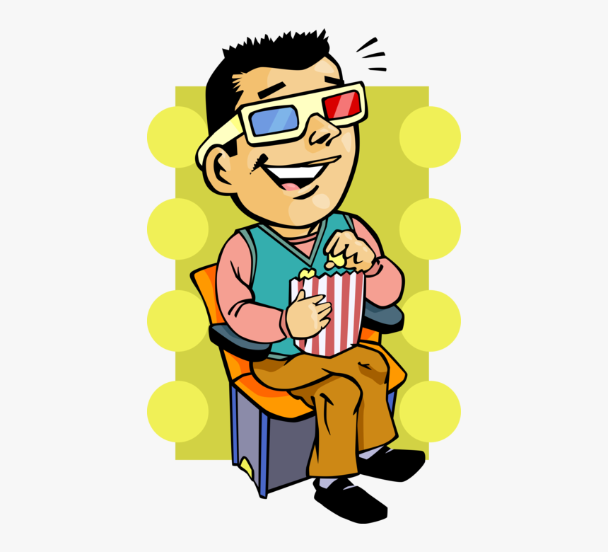 Man Watching A Movie With 3d Glasses Royalty Free Vector - Watch A Movie Clipart, HD Png Download