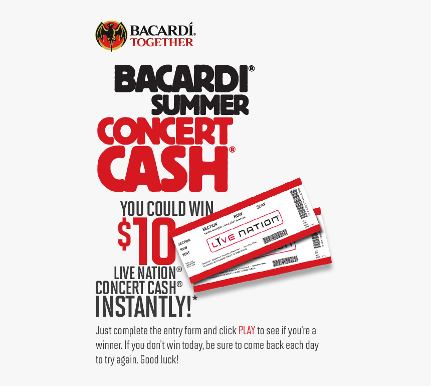 Bacardi Summer Concert Cash Instant Win Game - Bacardi Together, HD Png Download