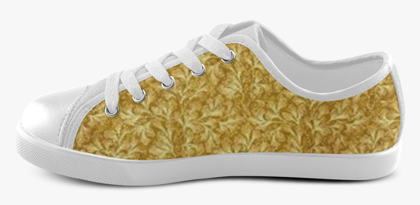 Vintage Floral Lace Leaf Yellow Canvas Kid S Shoes - Skate Shoe, HD Png Download