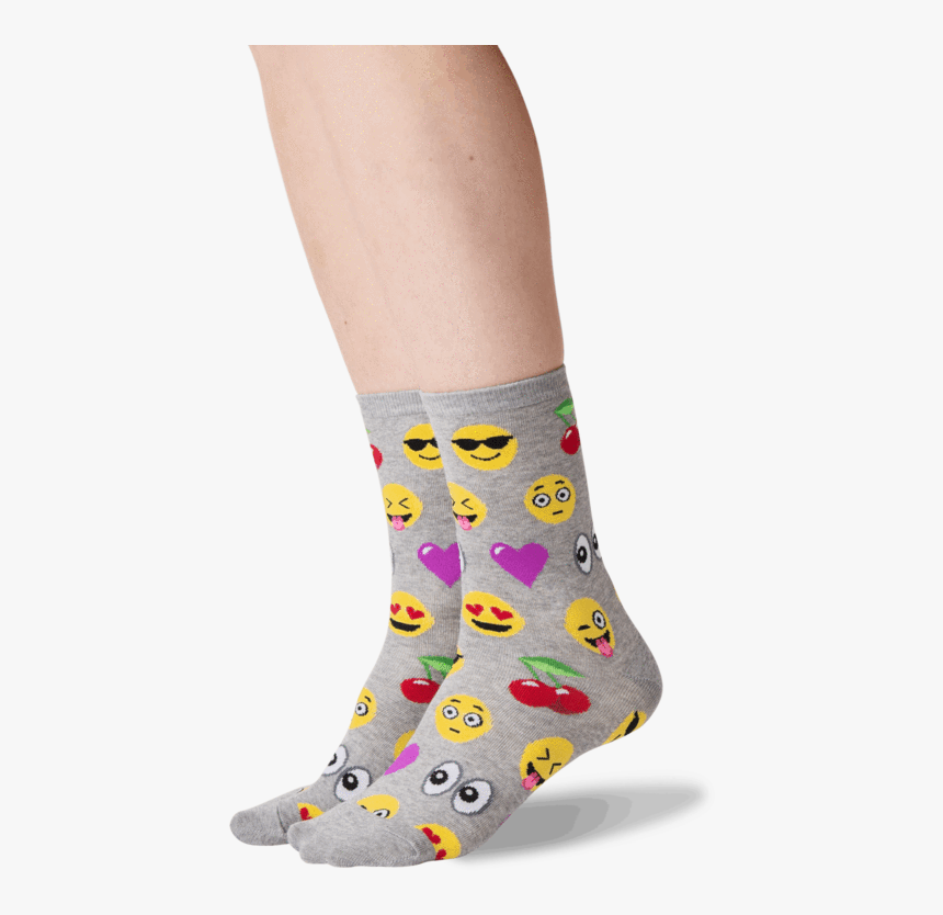 Womens Emoji Crew Socks In Sweatshirt Gray Front 
 - Sock, HD Png Download