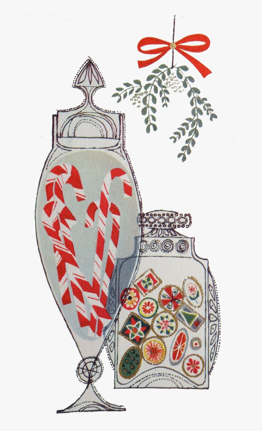 Vintage Christmas Card Candy Jar, HD Png Download