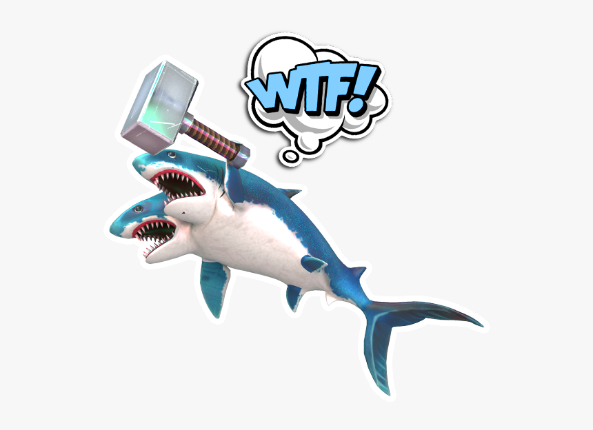 Double Head Shark Attack Messages Sticker-3 - Great White Shark, HD Png Download