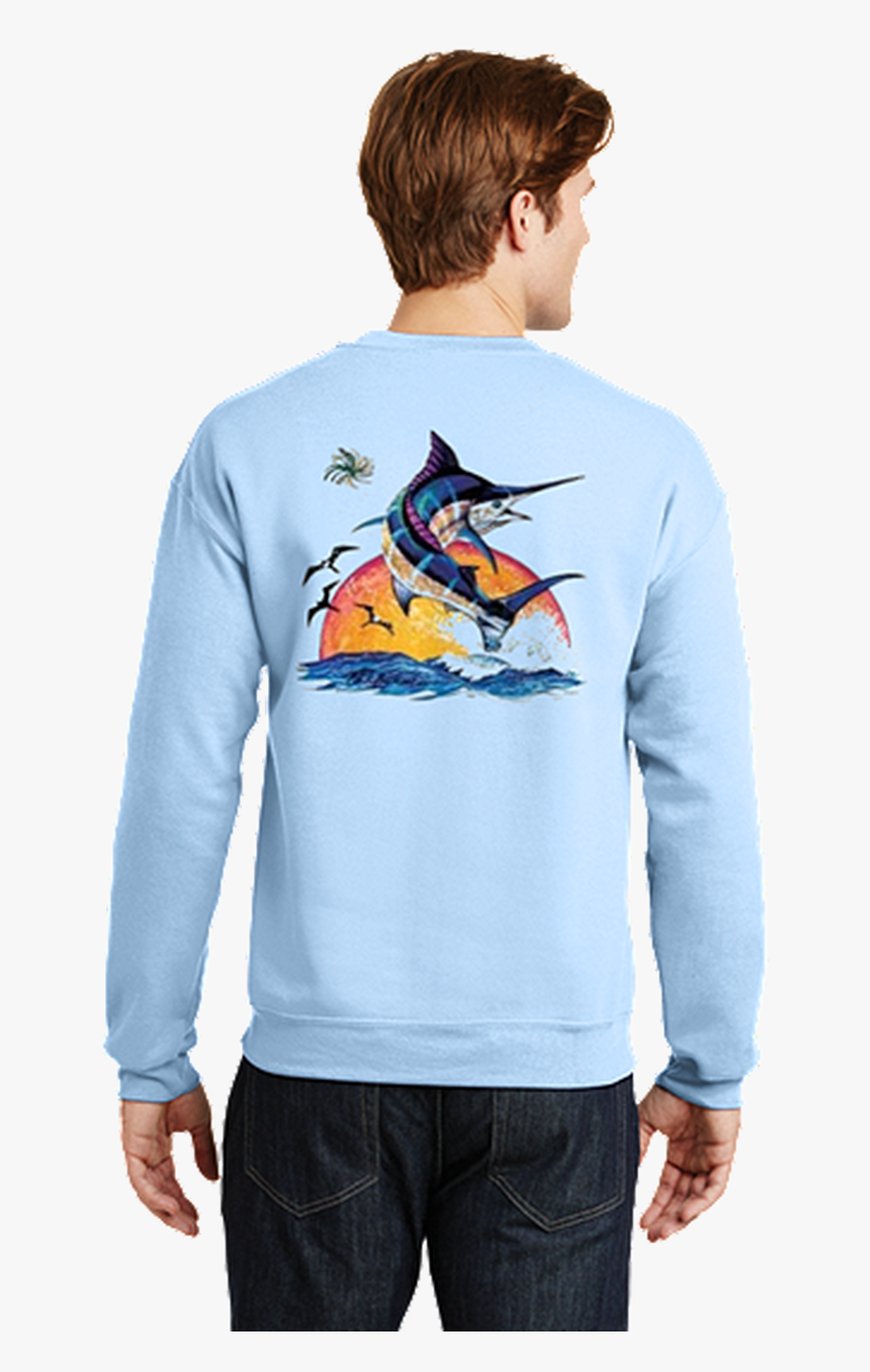 Outer Banks Sunrise Marlin Sweatshirt Deep Sea Fishing - Long-sleeved T-shirt, HD Png Download